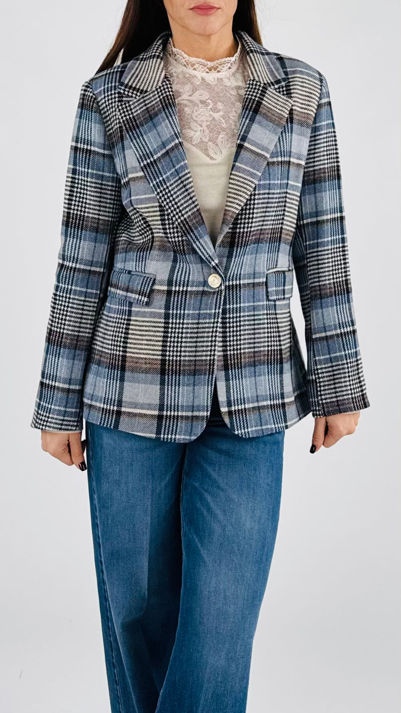 Giacca madras azzurro T.