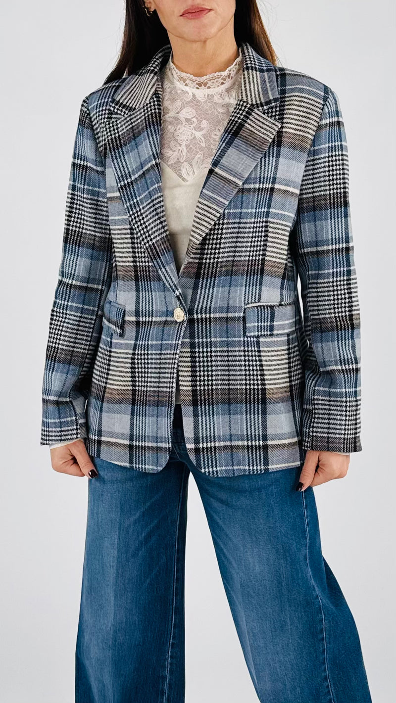 Giacca madras azzurro T.