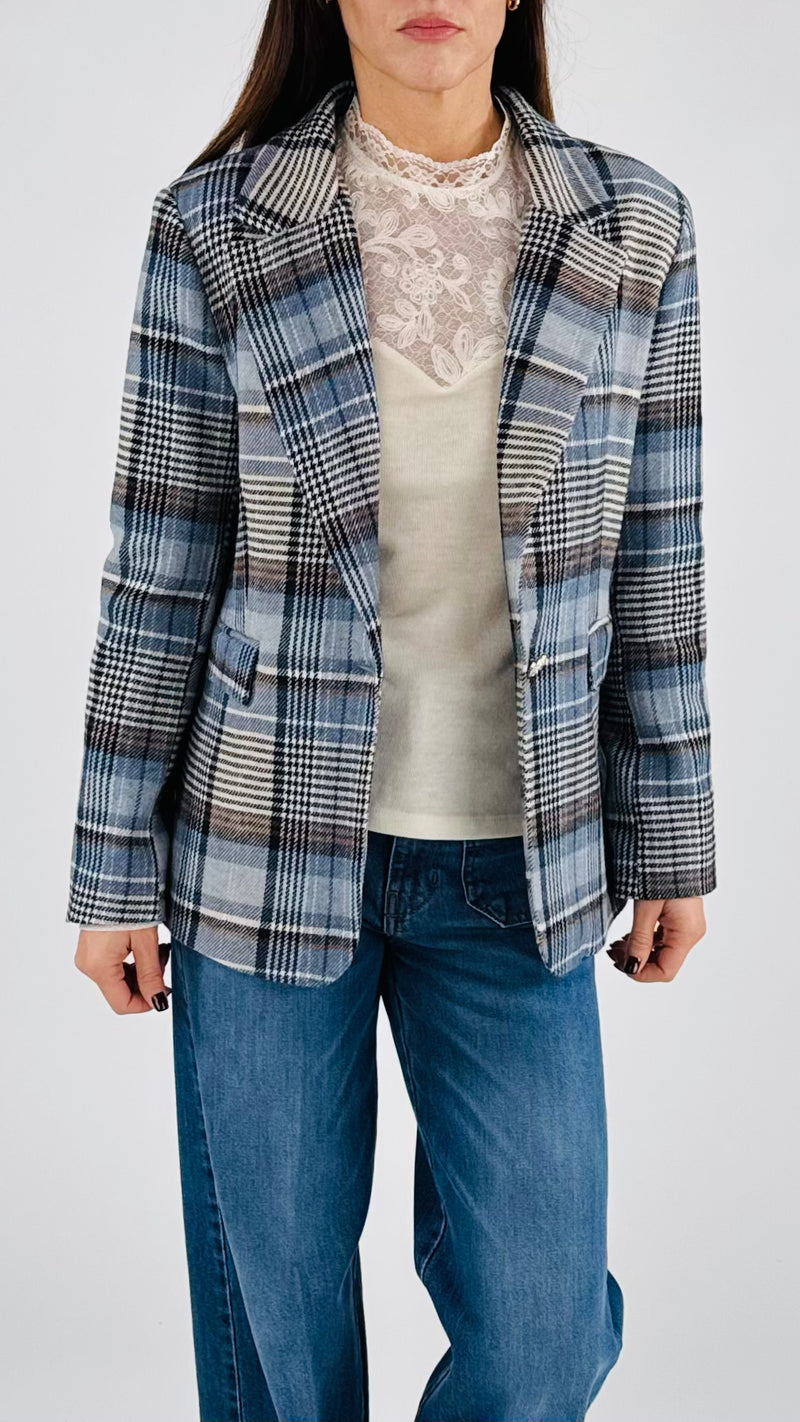 Giacca madras azzurro T.