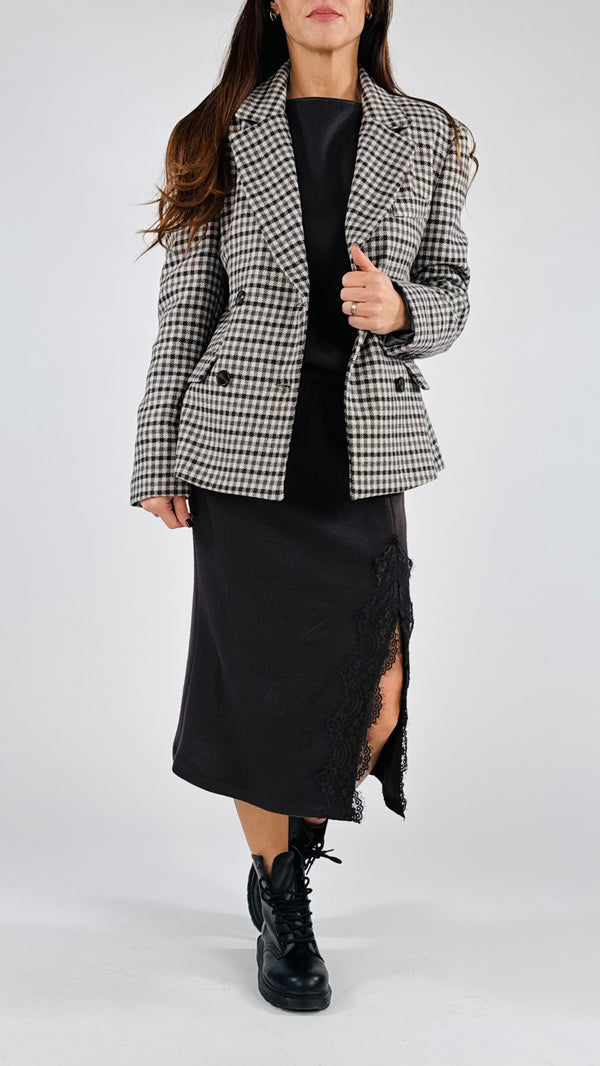 Giacca quadretto doppiopetto T.