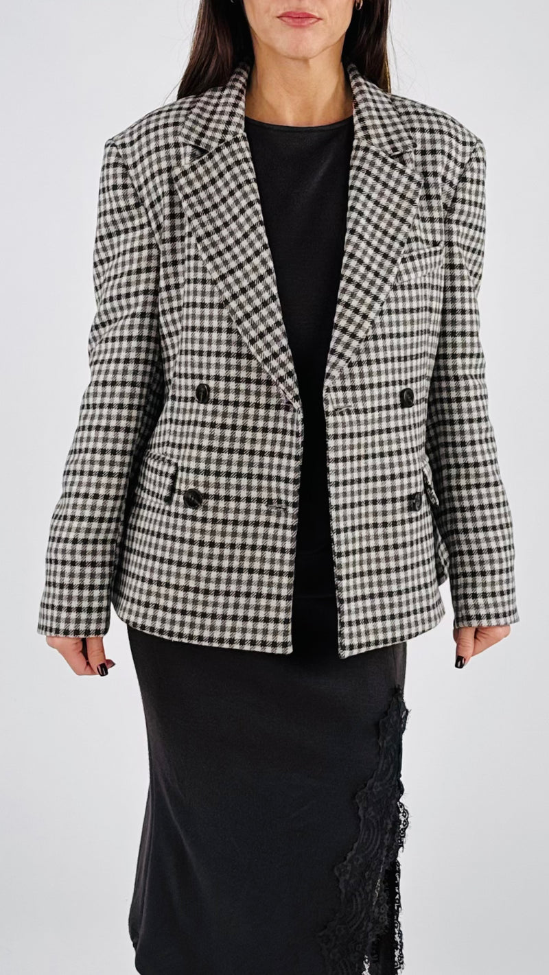 Giacca quadretto doppiopetto T.