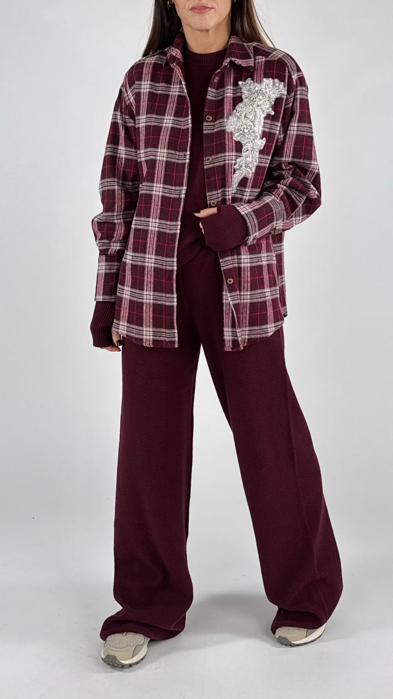 Camicia check ricamo strass H.