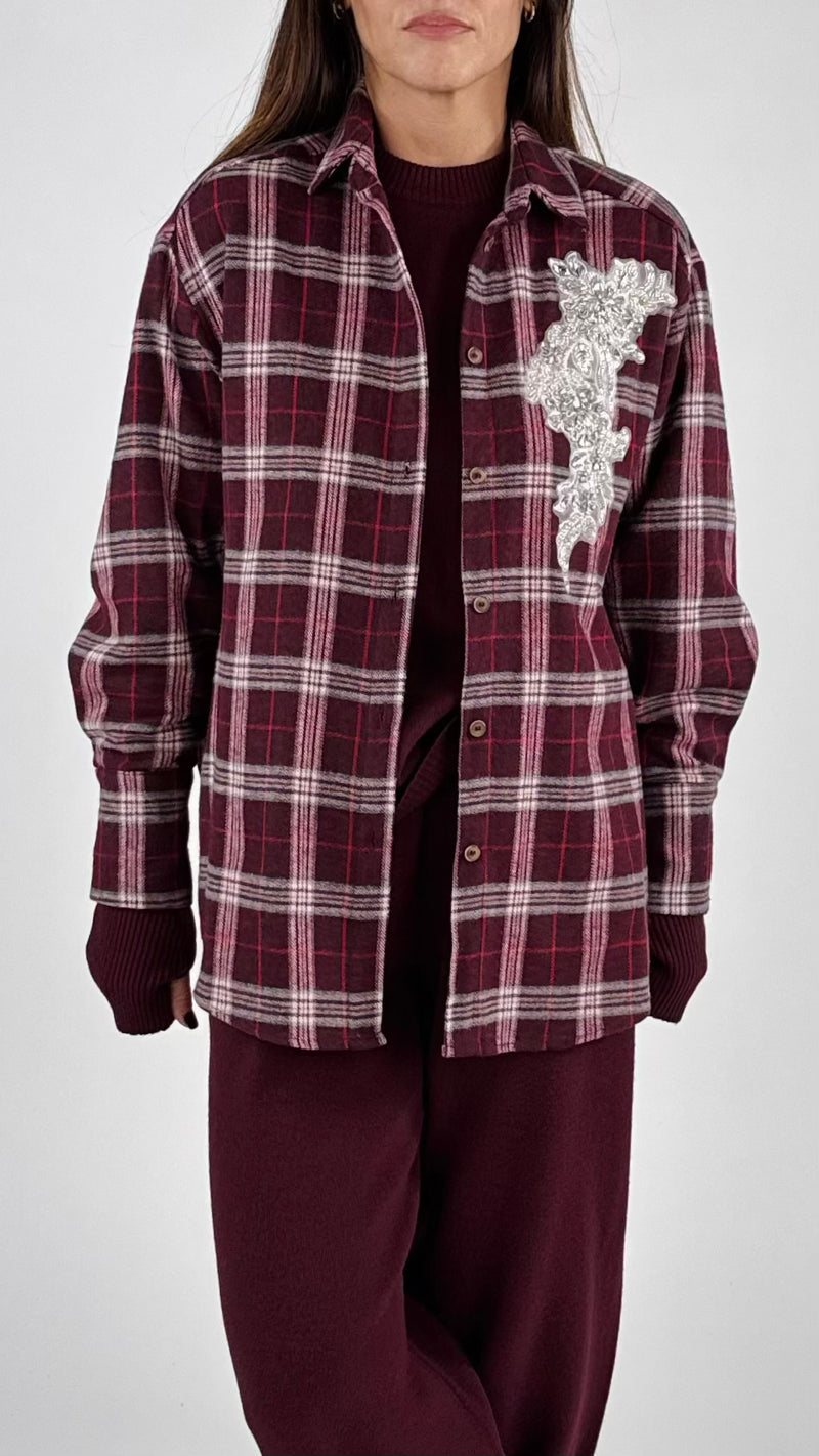 Camicia check ricamo strass H.