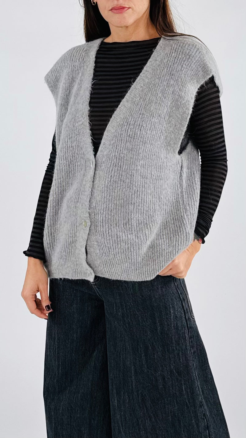 Gilet alpaca bott.madreperla H.