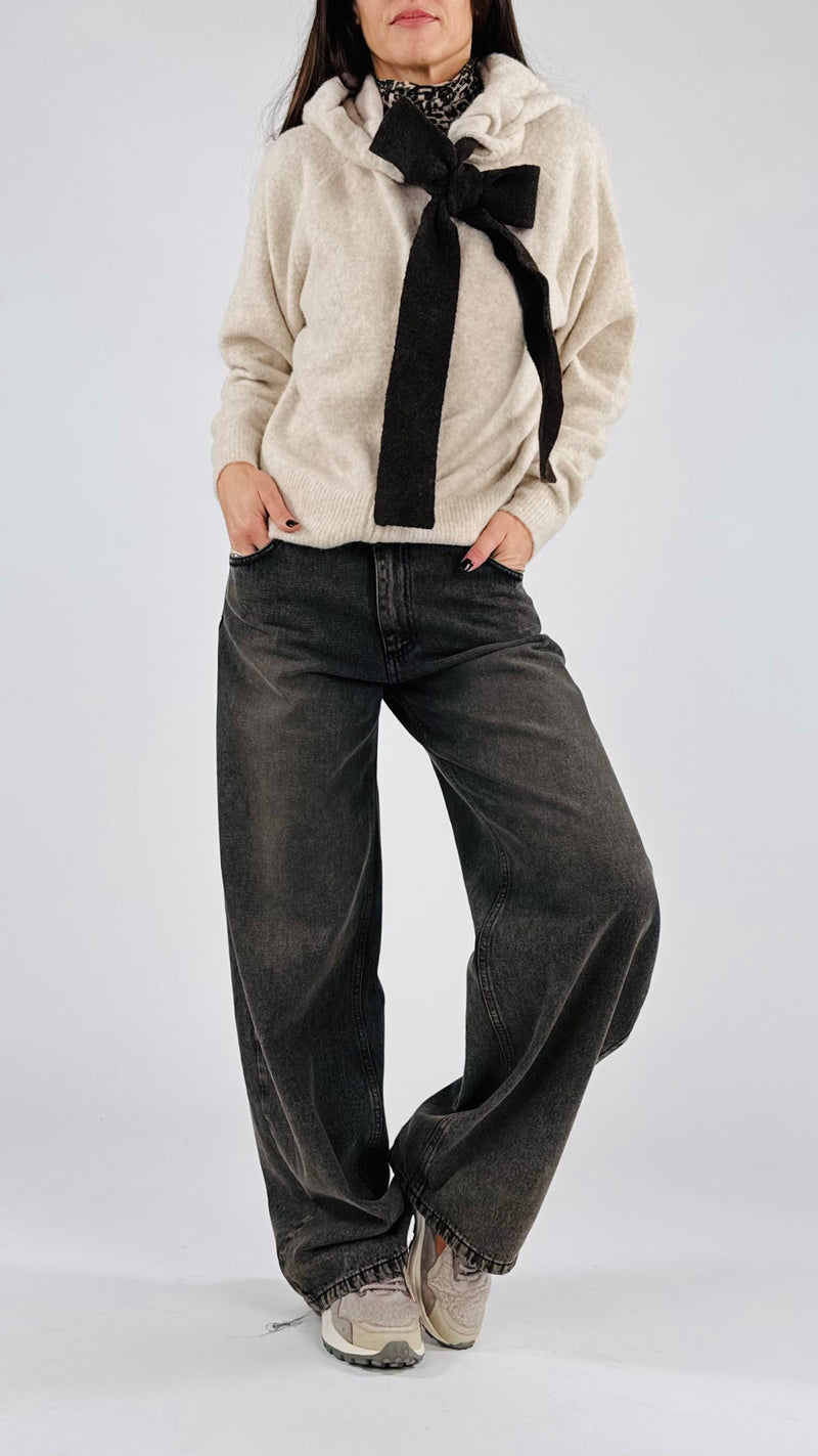 Cardigan zip fiocco cappuccio