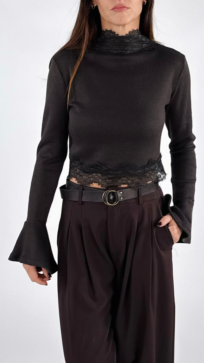 Maglia crop jersey doppio filo H.