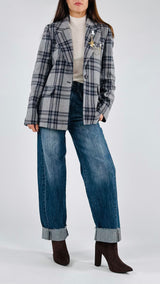 Giacca quadro spilla cameo Vic.