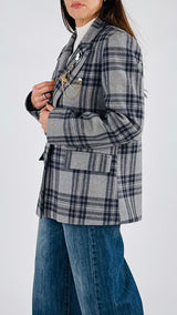 Giacca quadro spilla cameo Vic.