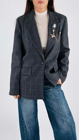 Giacca quadro spilla cameo Vic.