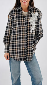 Camicia check ricamo strass H.