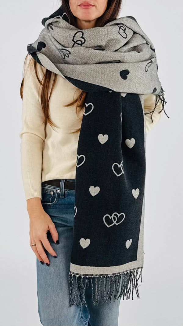 Sciarpa cuori bicolor