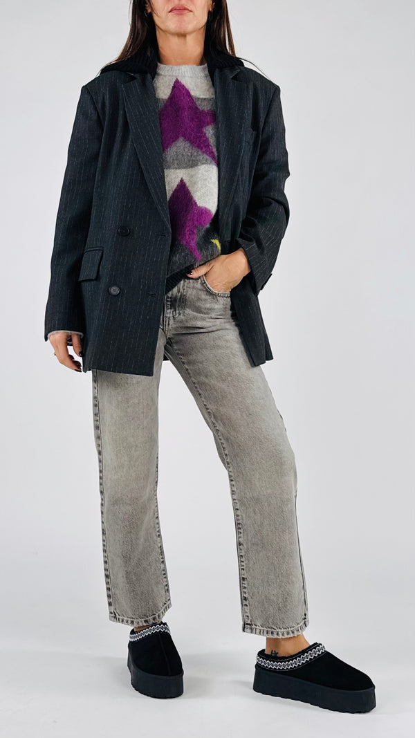 Giacca gessata cappuccio Vic.