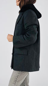 Giacca gessata cappuccio Vic.