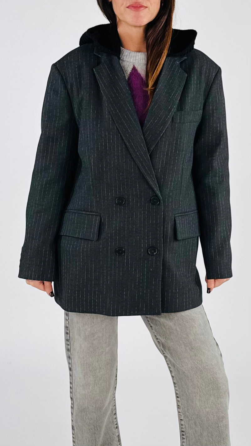 Giacca gessata cappuccio Vic.