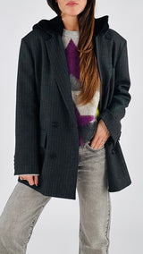 Giacca gessata cappuccio Vic.