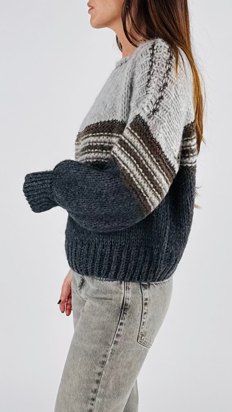 Pull righe fili lurex T.