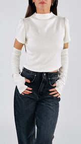 Maglia crop m/m+manicotto H.