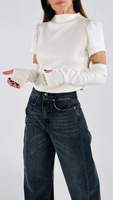 Maglia crop m/m+manicotto H.