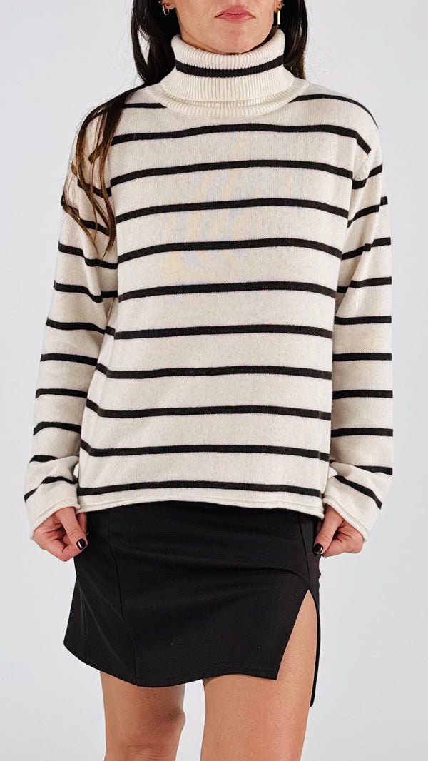 Dolcevita righe cachemire T.