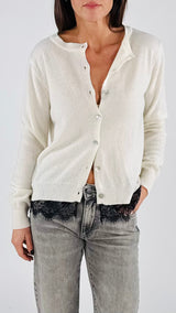 Cardigan bott.madreperla fondo pizzo