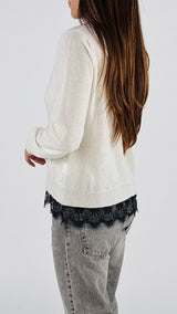 Cardigan bott.madreperla fondo pizzo