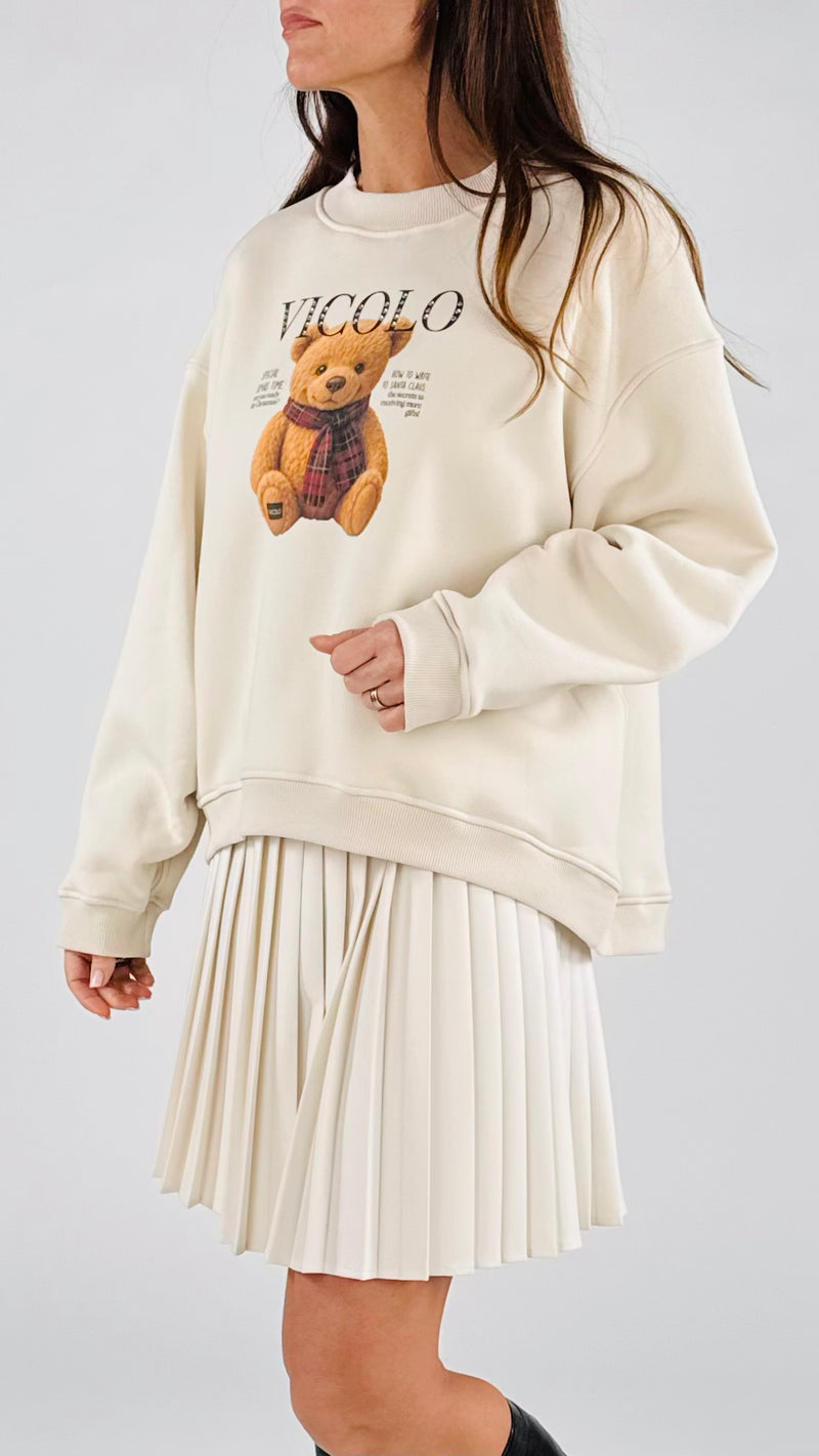 Felpa over orso strass Vic.