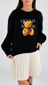 Felpa over orso strass Vic.