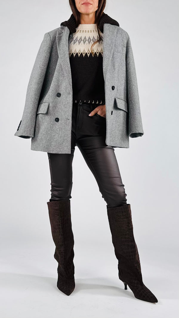 Giacca tweed cappuccio Vic.