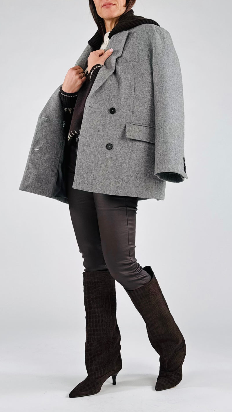 Giacca tweed cappuccio Vic.