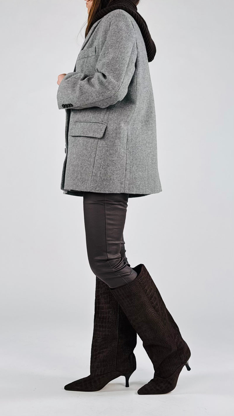 Giacca tweed cappuccio Vic.