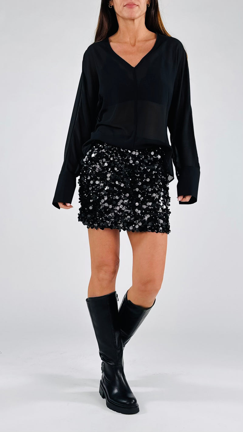 Abito georgette gonna paillettes K.