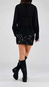 Abito georgette gonna paillettes K.