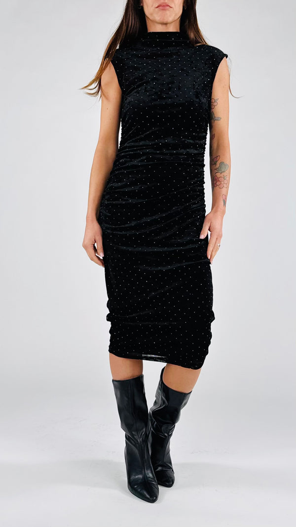 Abito lungo ciniglia microstrass K.