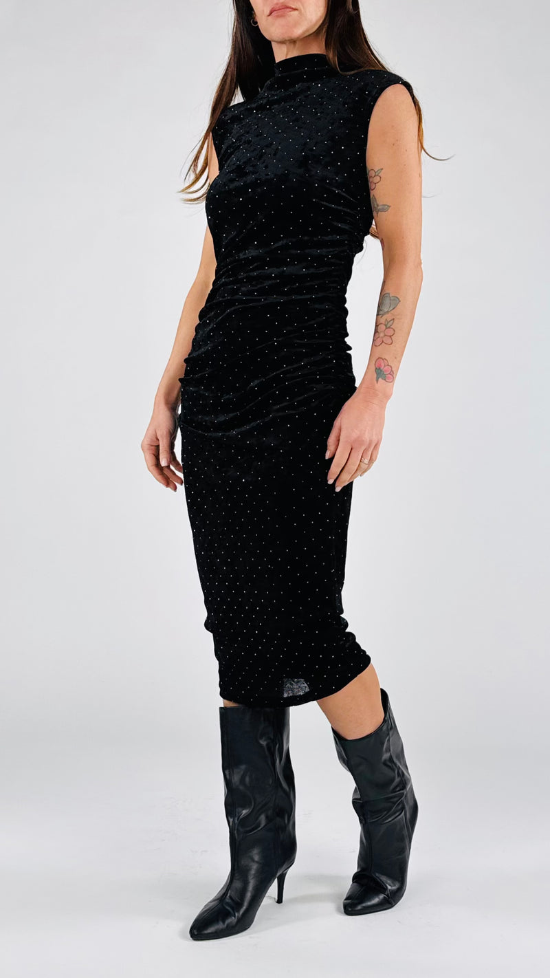 Abito lungo ciniglia microstrass K.