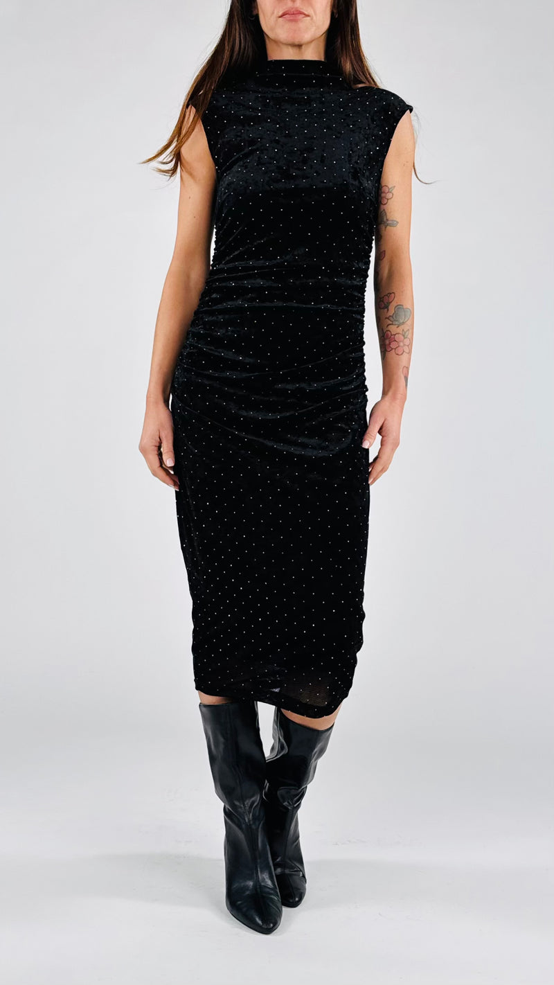 Abito lungo ciniglia microstrass K.