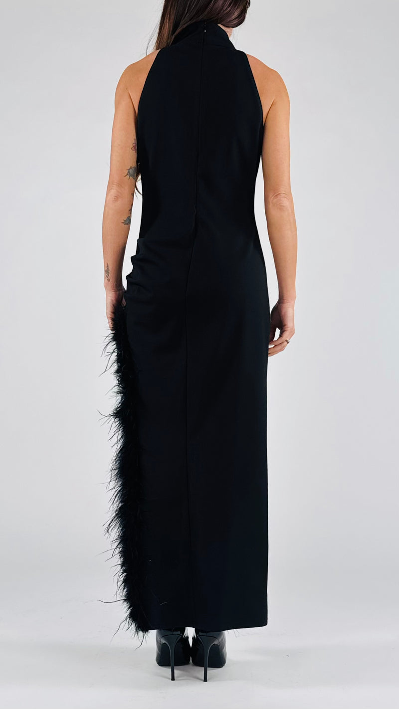 Abito spacco piume H.