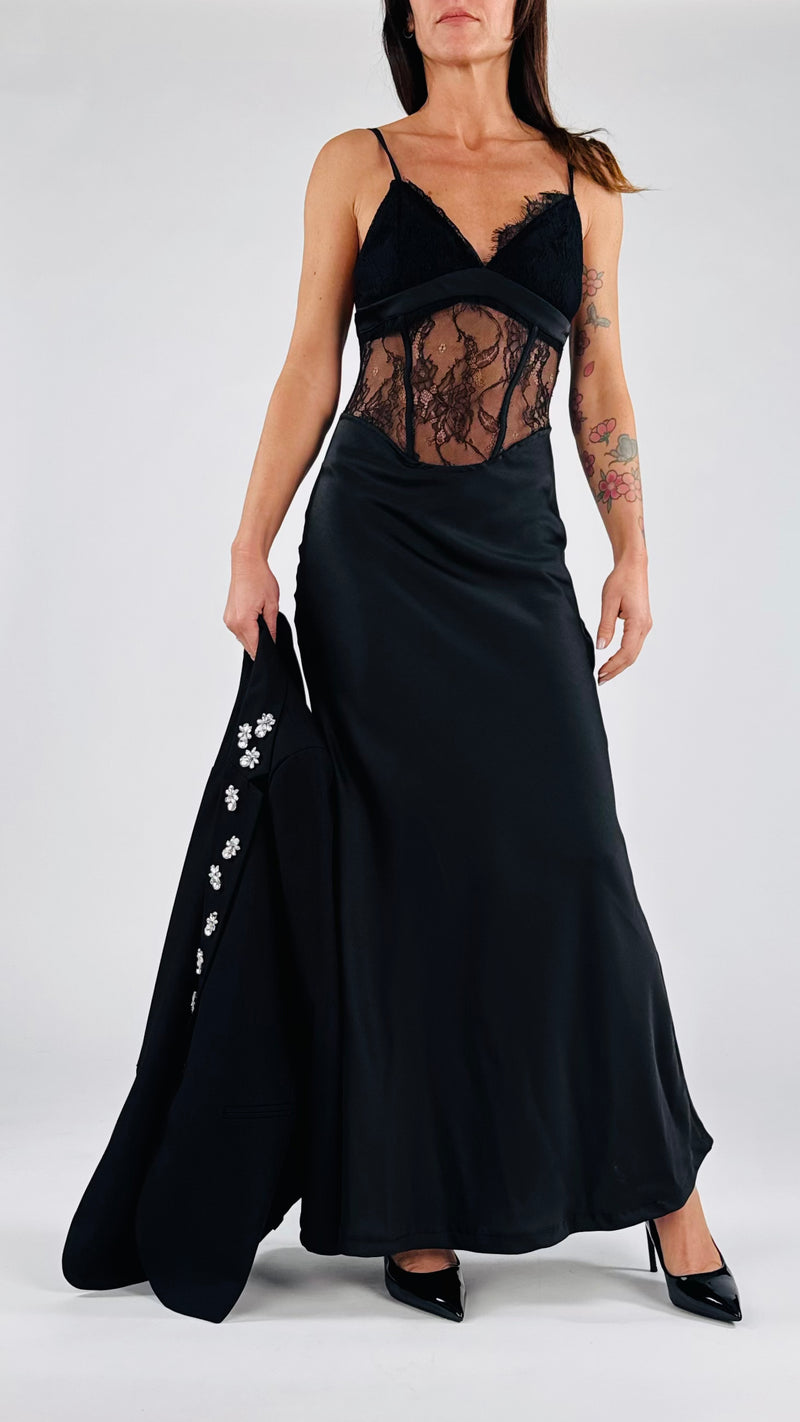 Abito lungo raso e pizzo H.