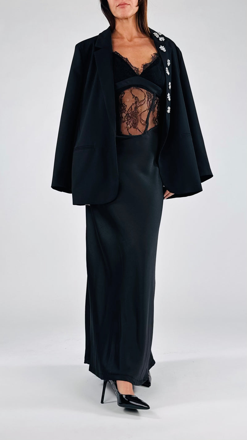 Abito lungo raso e pizzo H.