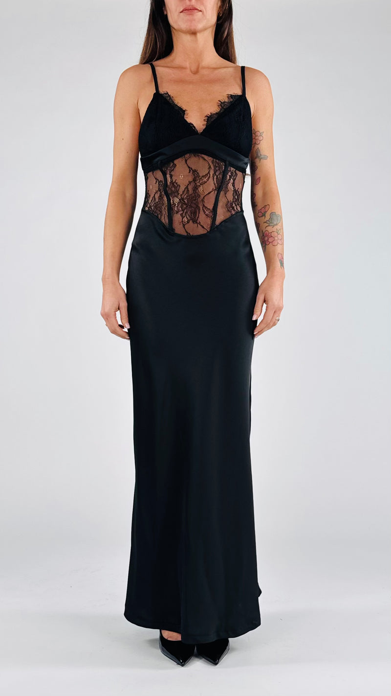 Abito lungo raso e pizzo H.