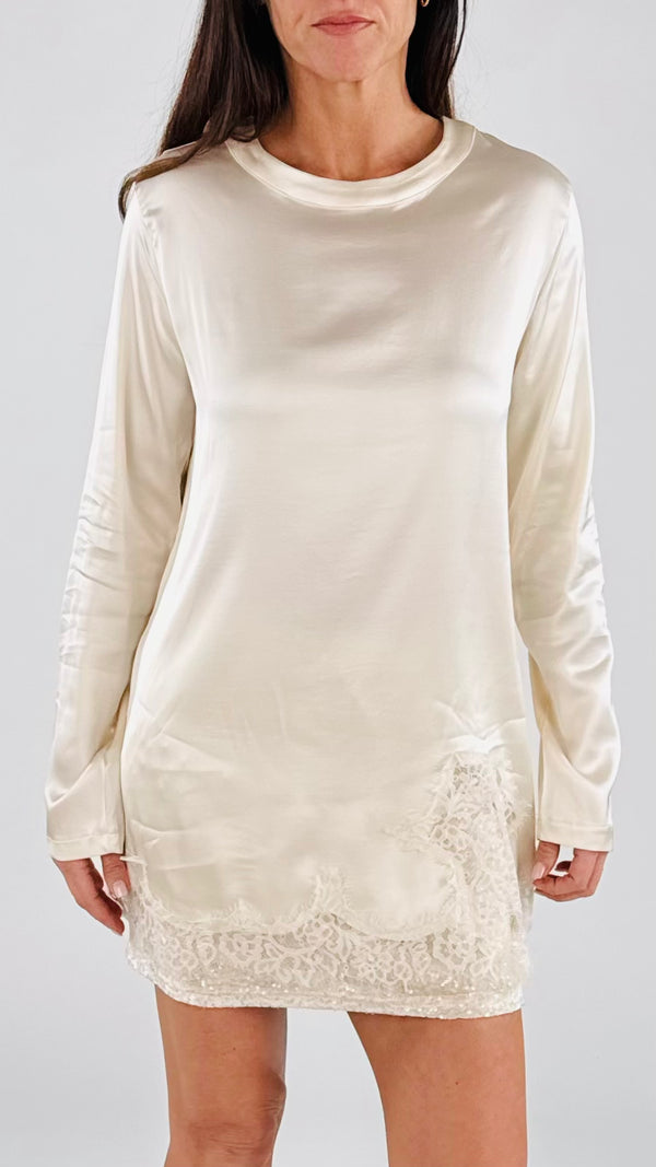 T-shirt raso fondo pizzo T.