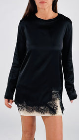 T-shirt raso fondo pizzo T.