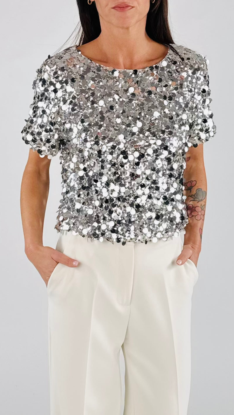Maglia maxi paillettes H.