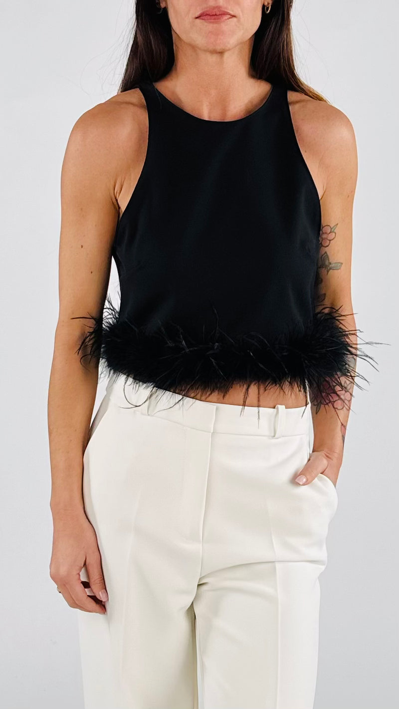 Crop top piume H.