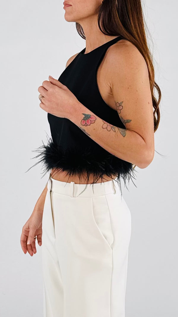 Crop top piume H.