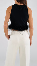 Crop top piume H.