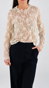 Camicina macramè fiori velluto T.