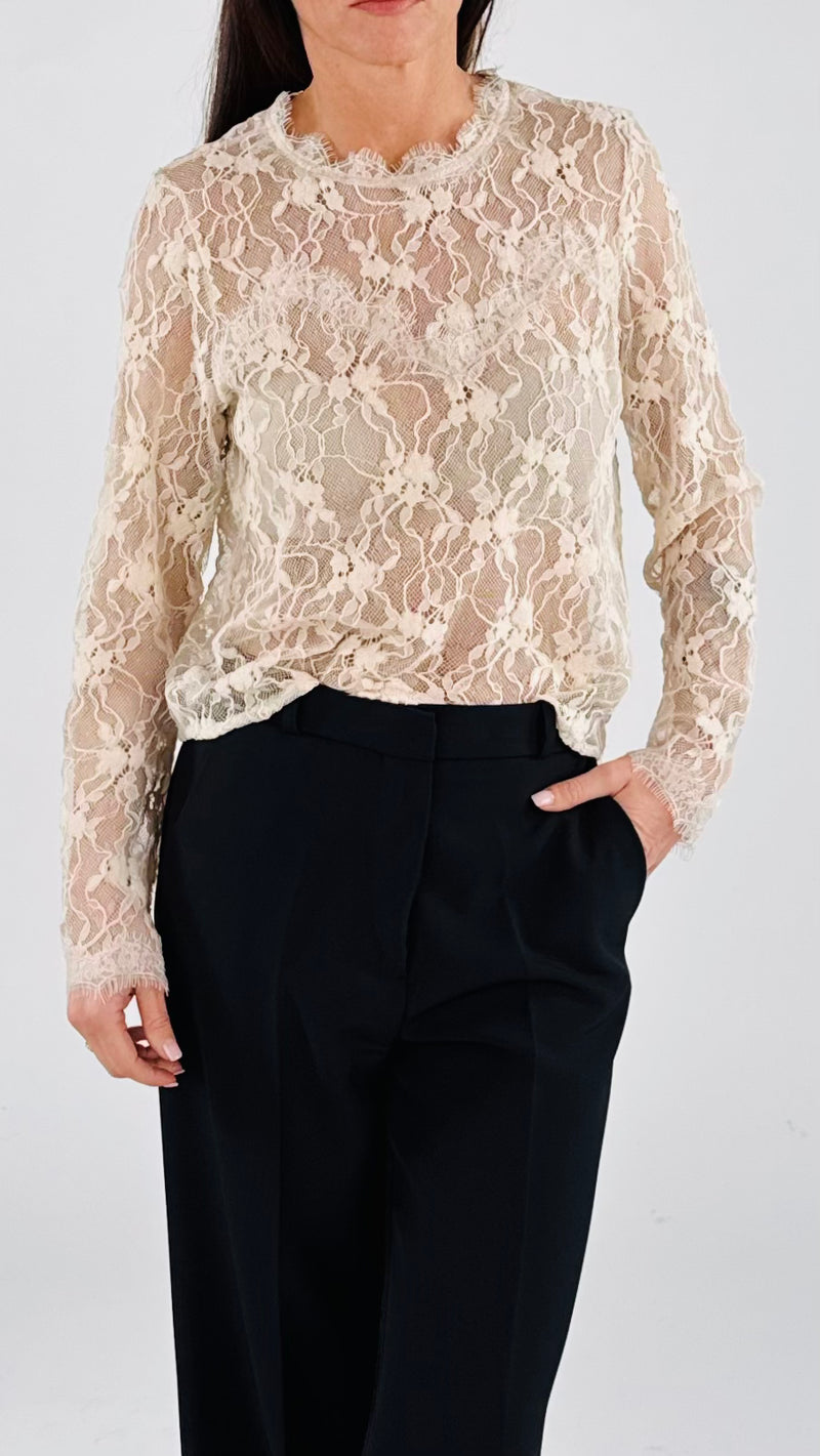 Camicina macramè fiori velluto T.