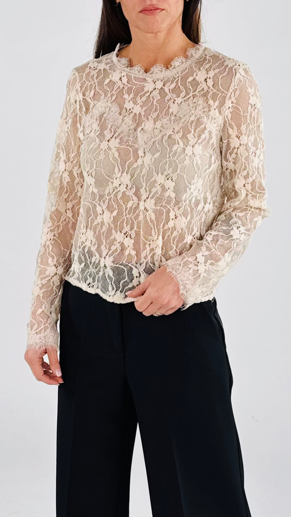 Camicina macramè fiori velluto T.