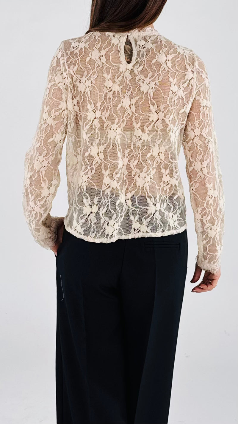 Camicina macramè fiori velluto T.