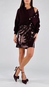 Mini portafoglio paillettes vino T.